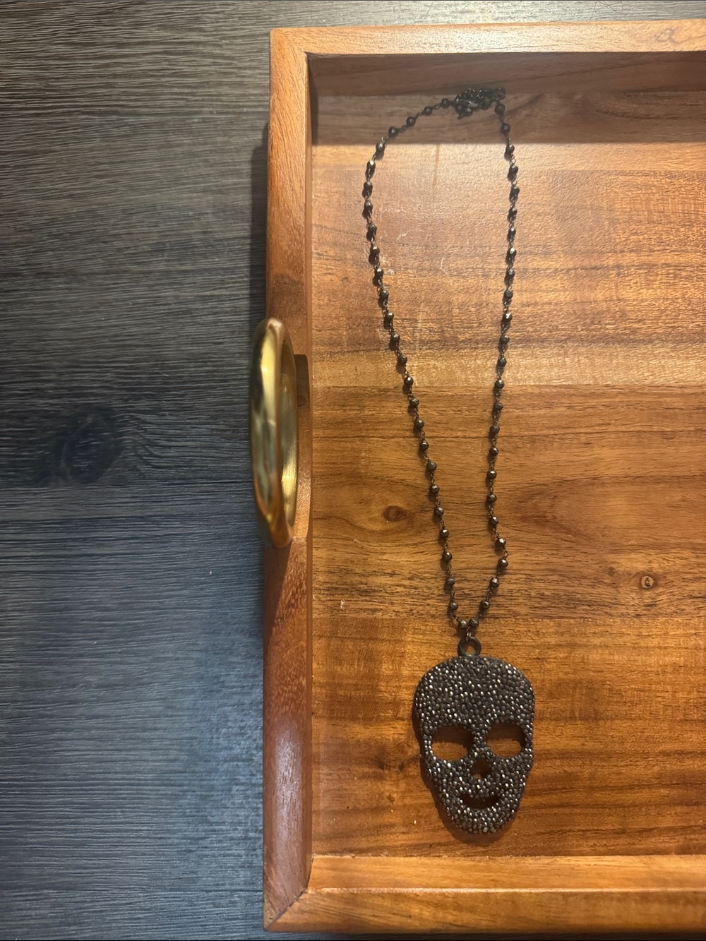 Black Crystal Skull Pendant Necklace